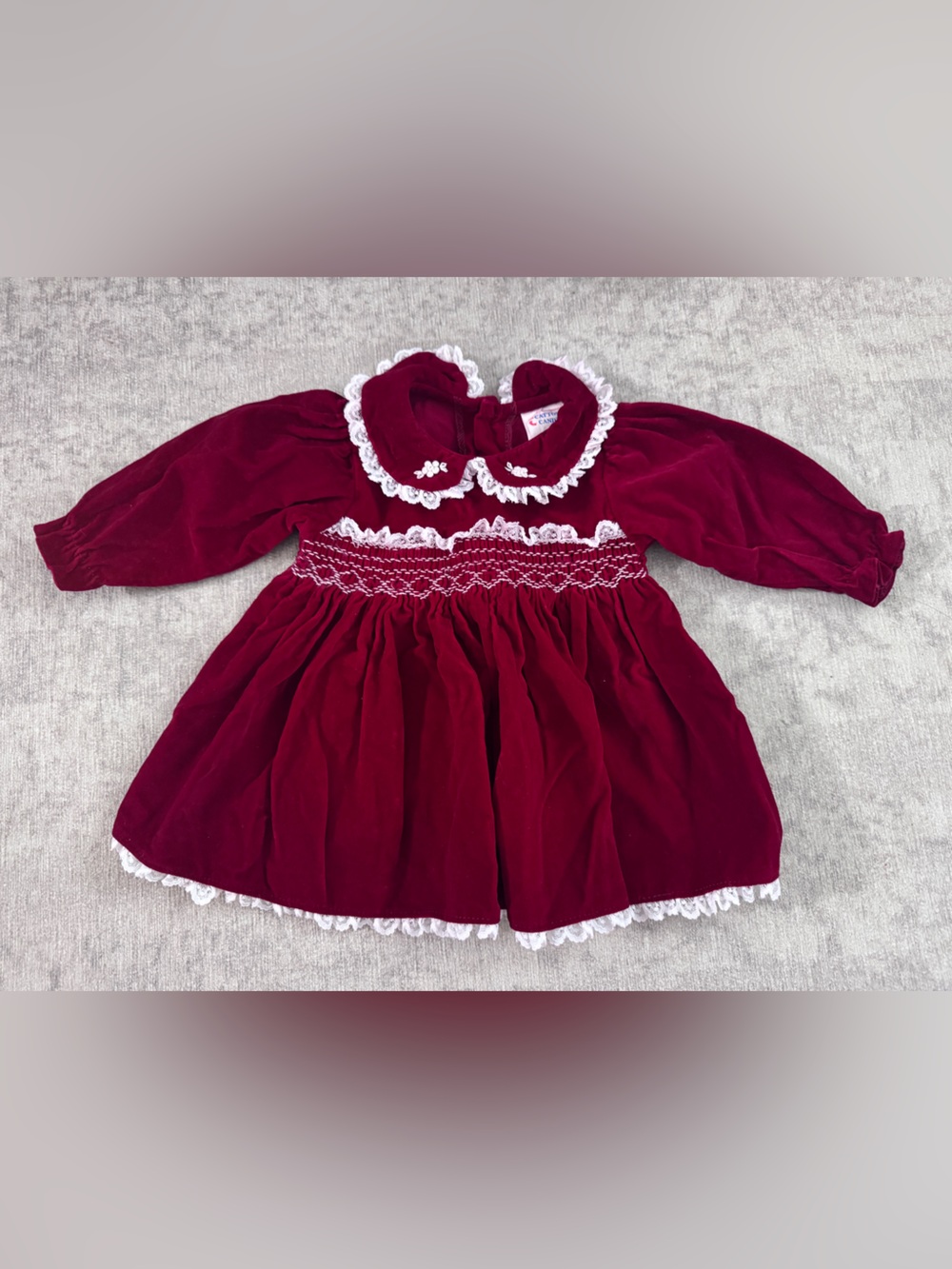 Cotton Candy Burgundy Vintage Baby Dress